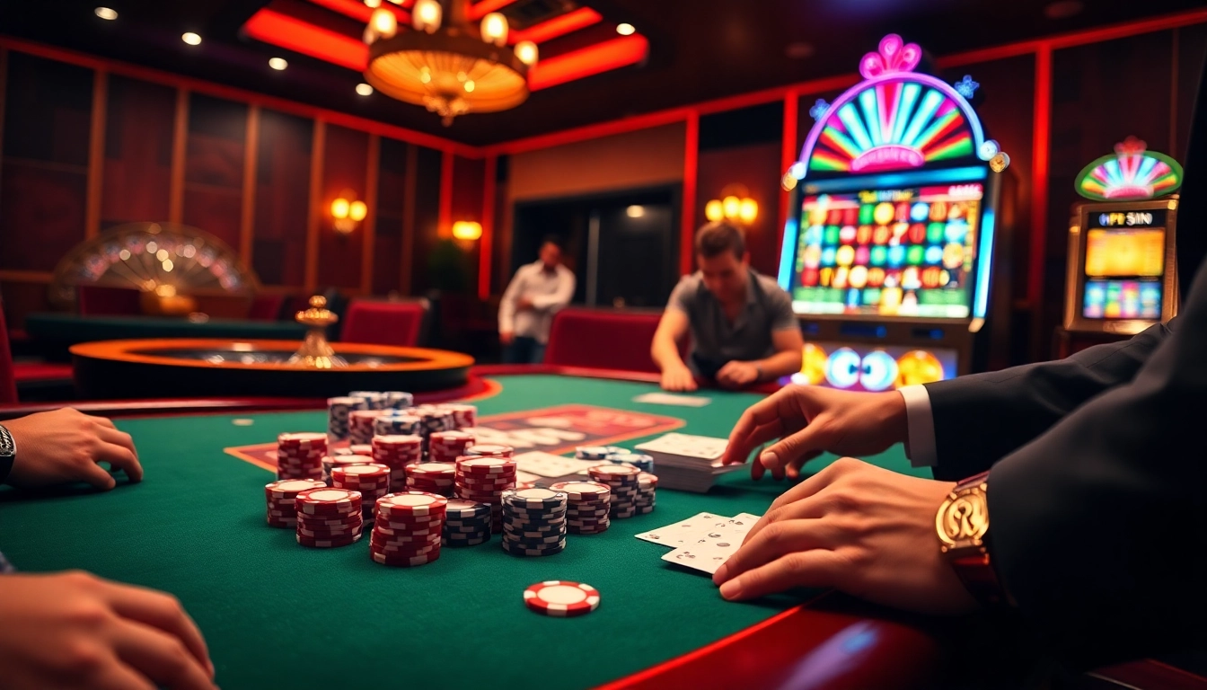 Experience high-stakes excitement with kp88 bet at a luxurious poker table filled with colorful chips and cards.